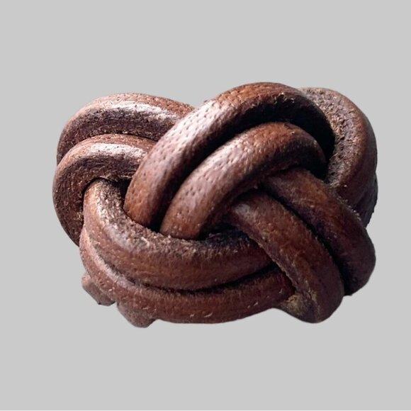 Vintage Turks Knot Boy Scout Hand Woven Wicker Neckerchief Slide - Picture 2 of 5